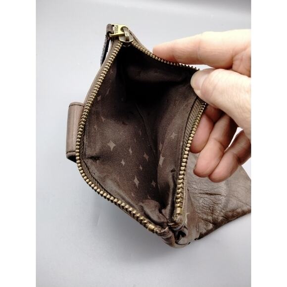 Fossil Long Live Vintage 1954 Wallet Lamb Hide Leather Brown Bi-fold Top Zip - Picture 6 of 8